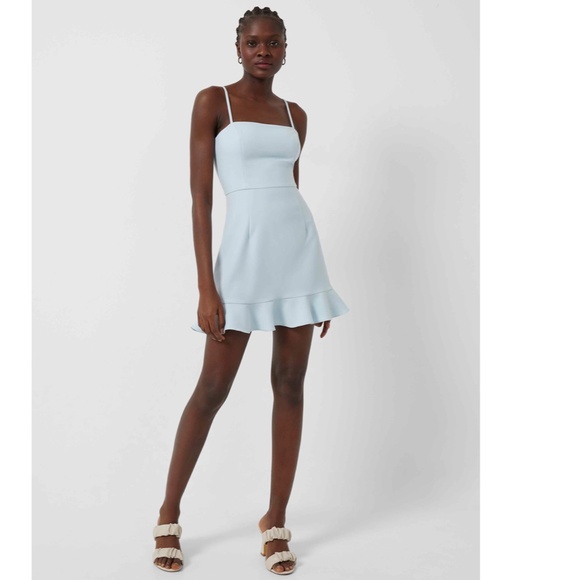 NEW FRENCH CONNECTION Light Blue DREAM WHISPER Frill Hem COCKTAIL Mini DRESS 6 - Picture 10 of 14